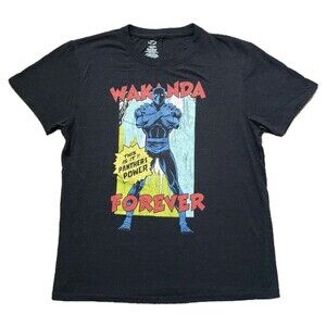 Black Panther Wakanda Forever Size Large Mens Charcoal Marvel T-Shirt Avengers